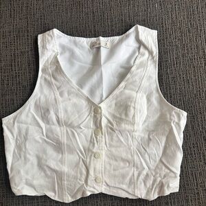 White Sleeveless Button-Up Top
